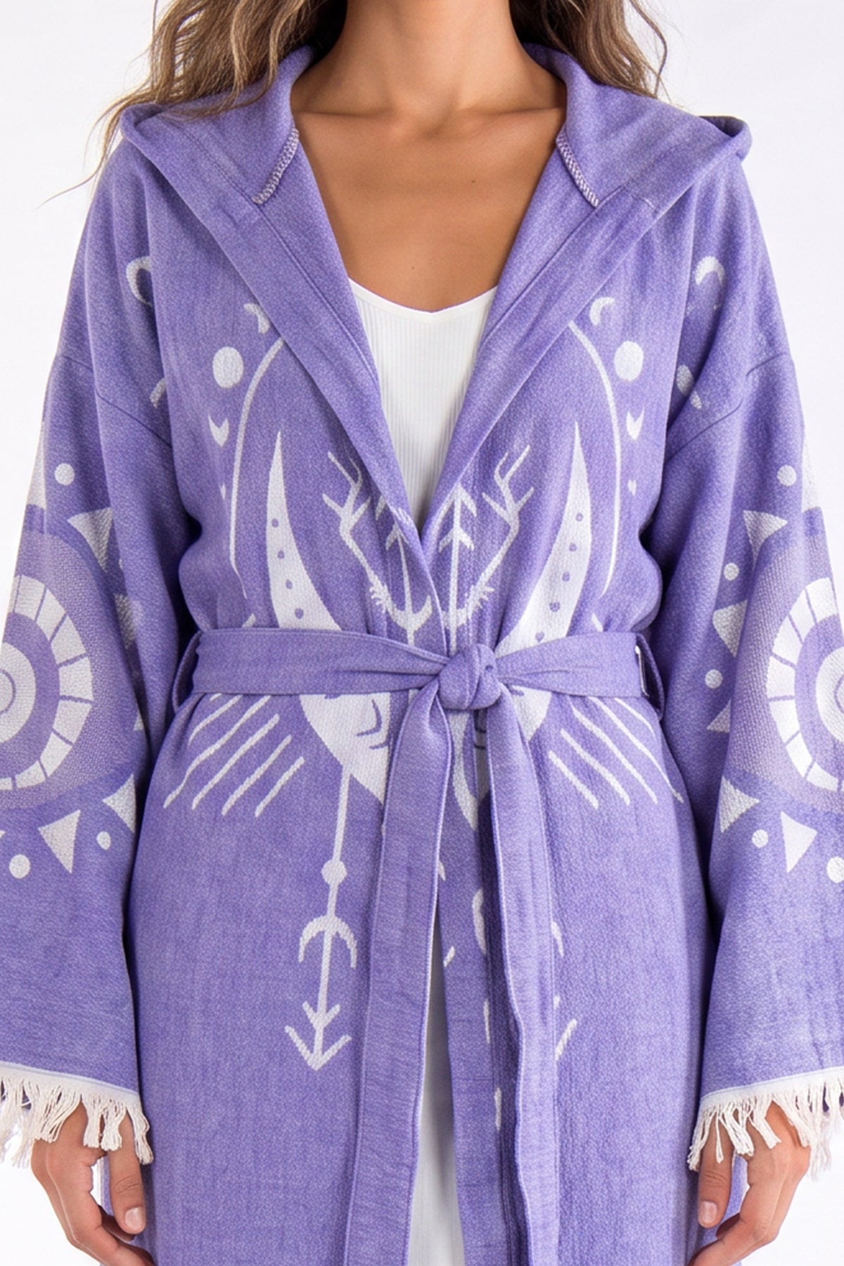 Luna Handwoven Jacquard Beach Cover-Up Robe - Purple