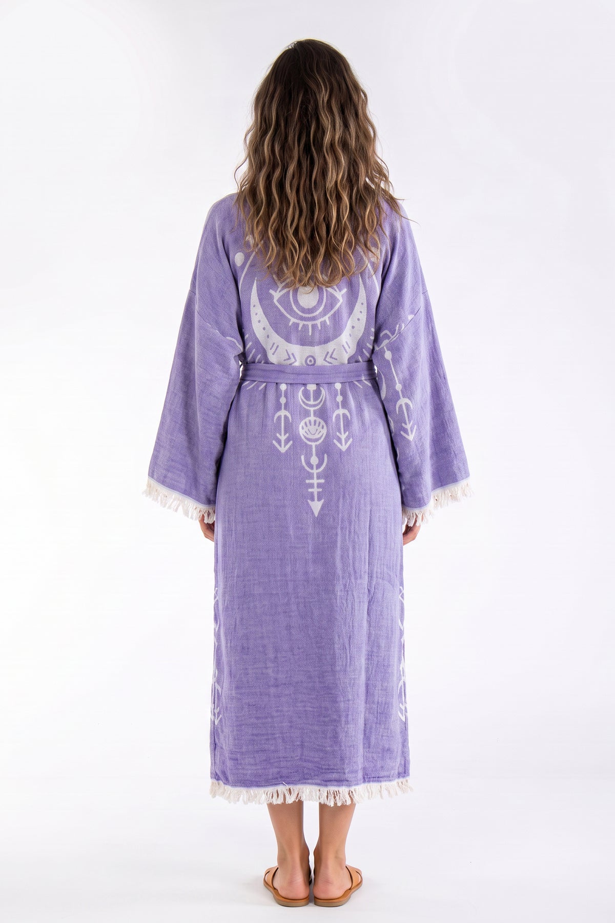 Luna Handwoven Jacquard Beach Cover-Up Robe - Purple