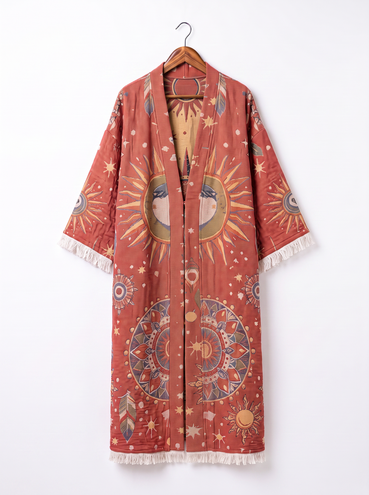 Nala Handwoven Jacquard Festival Robe - Red