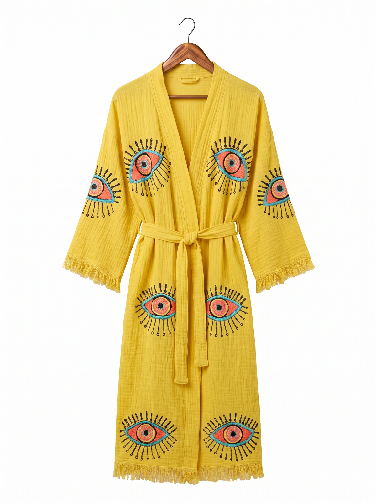 Aria Handmade Muslin Beach Cover-Up Robe – Yellow