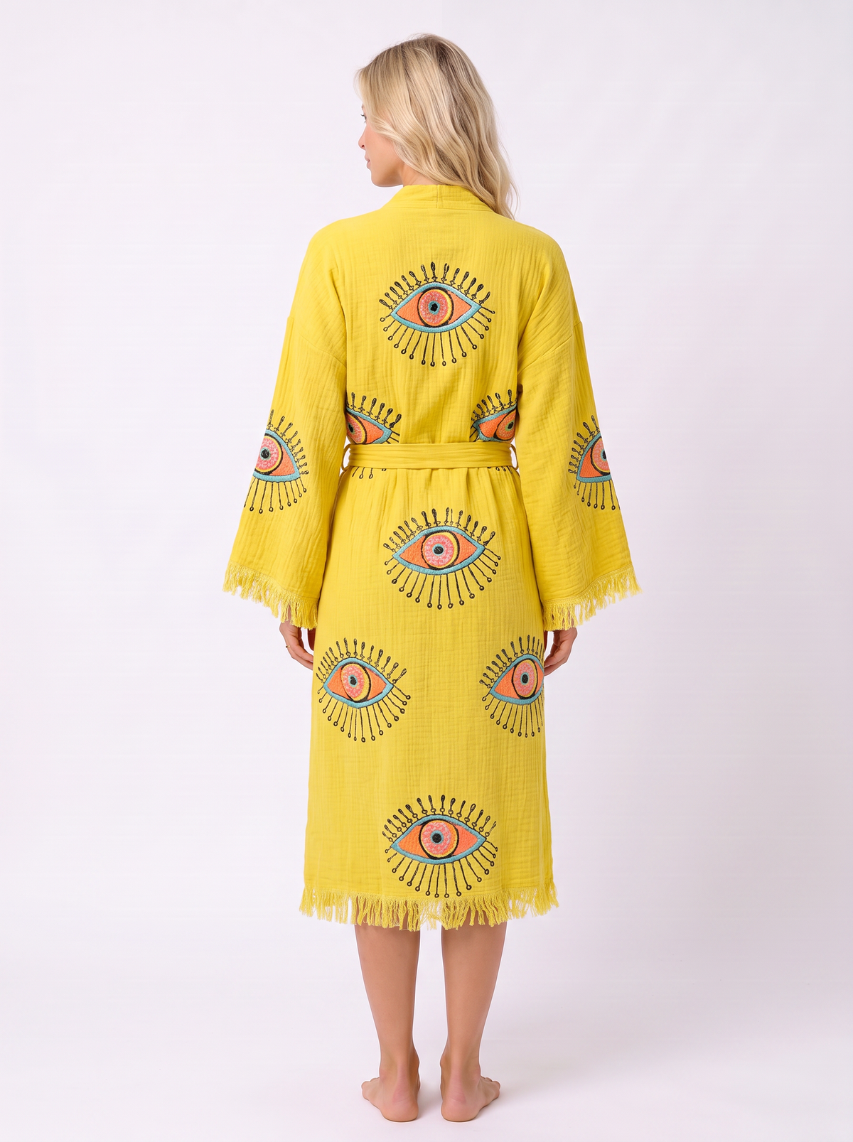 Aria Handmade Muslin Beach Cover-Up Robe – Yellow