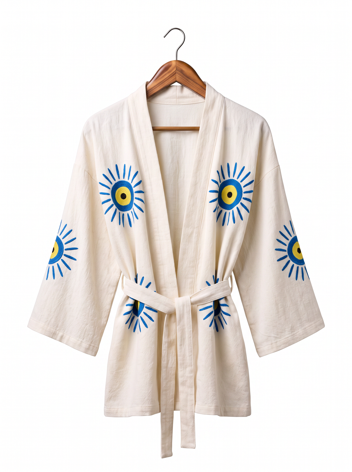 Elia Handmade Printed Fringed Robe and Shorts Two-Piece Set