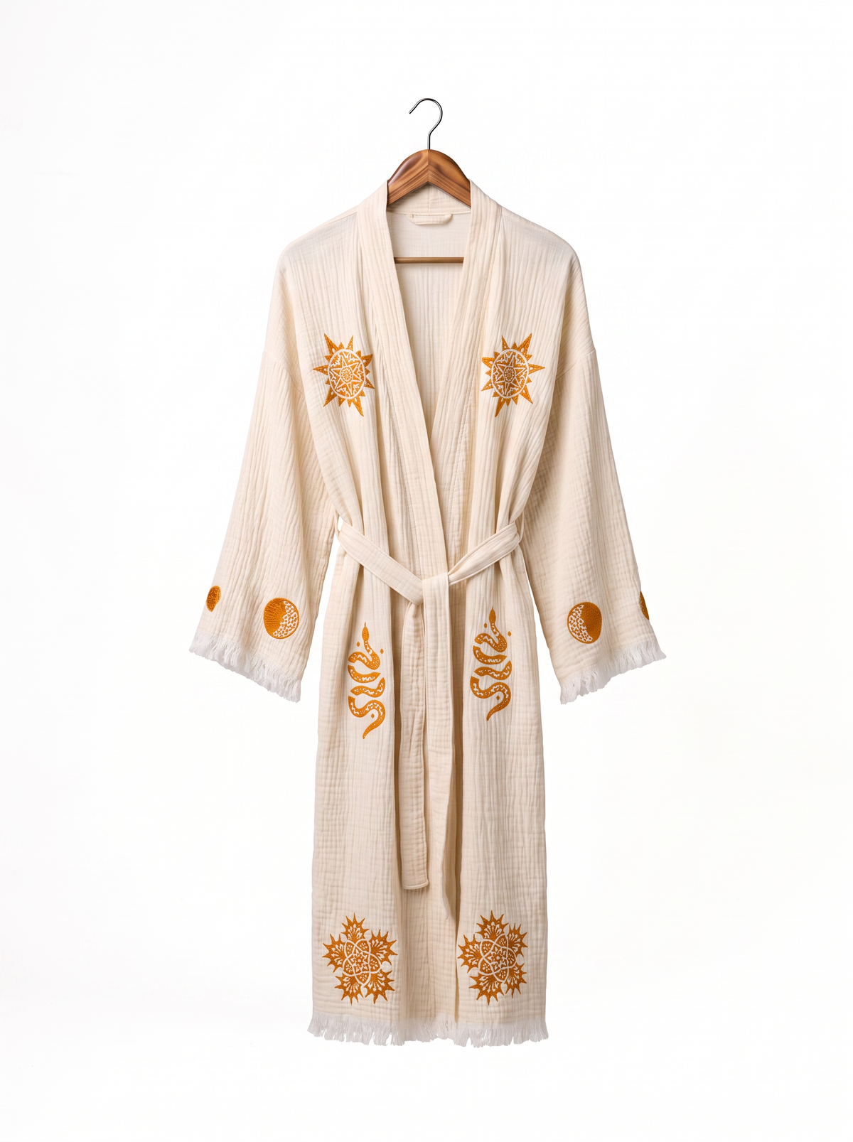 Sirena Snake Printed Fringed  Festival Robe