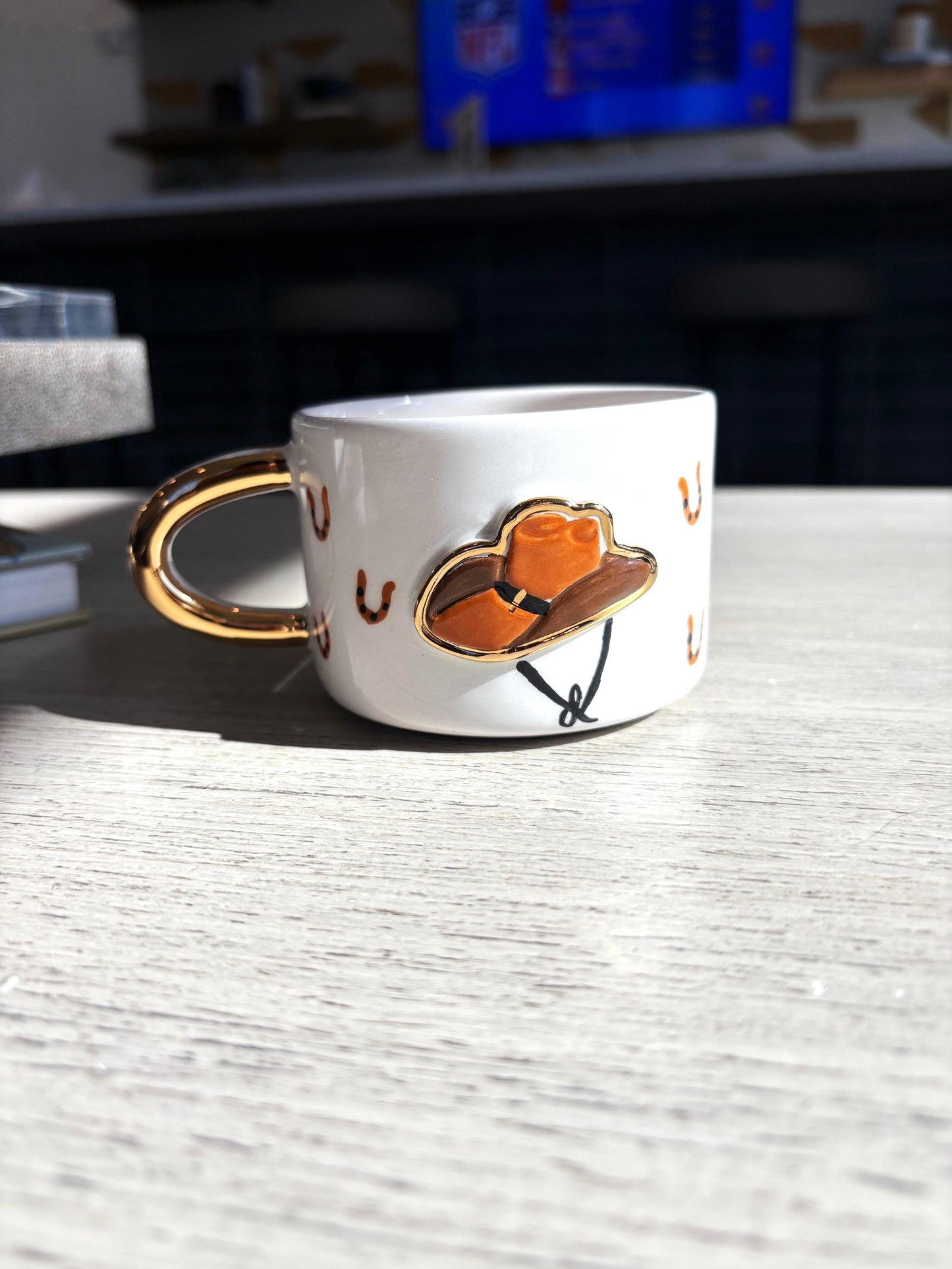 Cowboy Hat 24K Gold Handmade Ceramic Coffee & Tea Mug