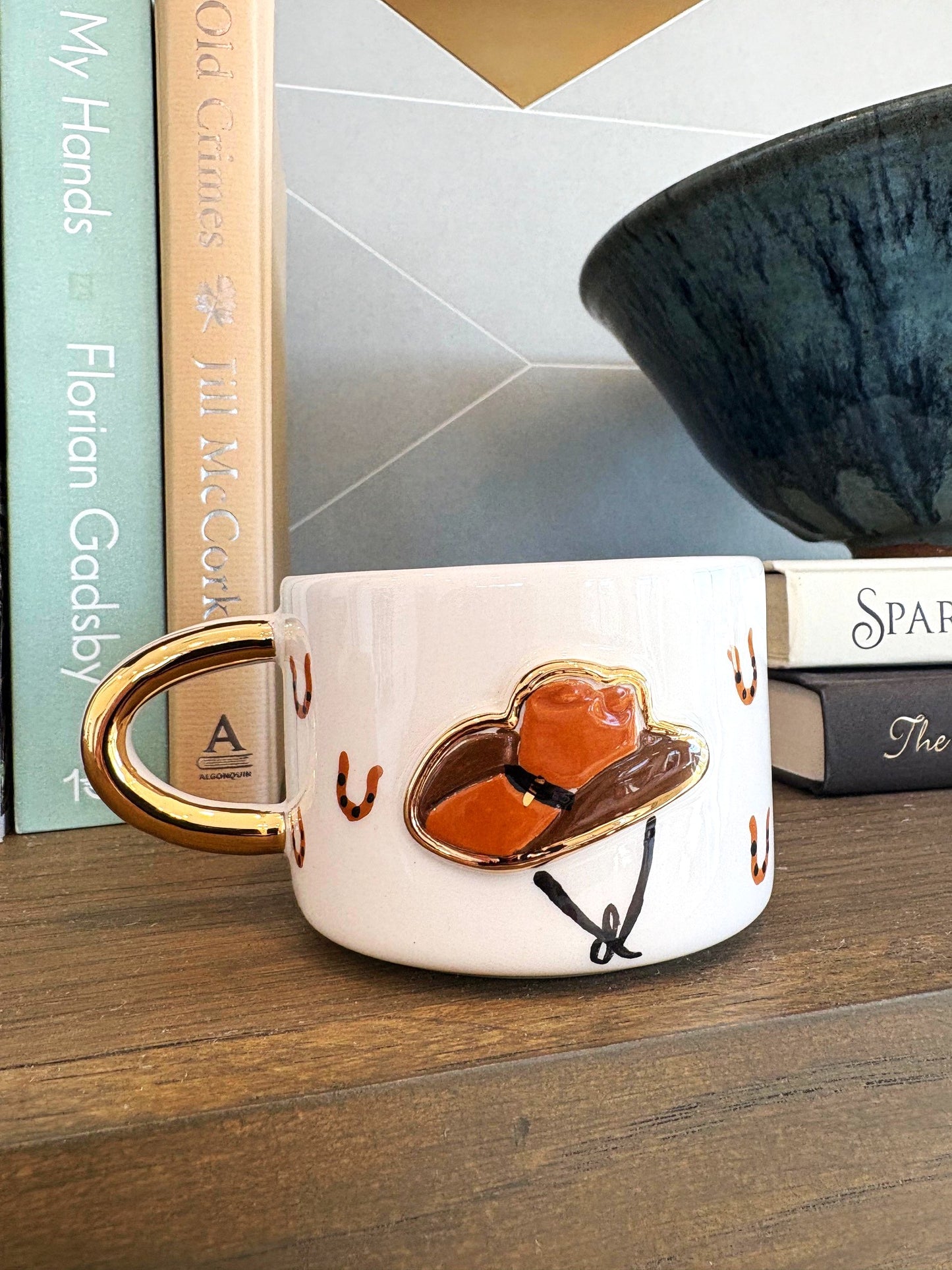 Cowboy Hat 24K Gold Handmade Ceramic Coffee & Tea Mug