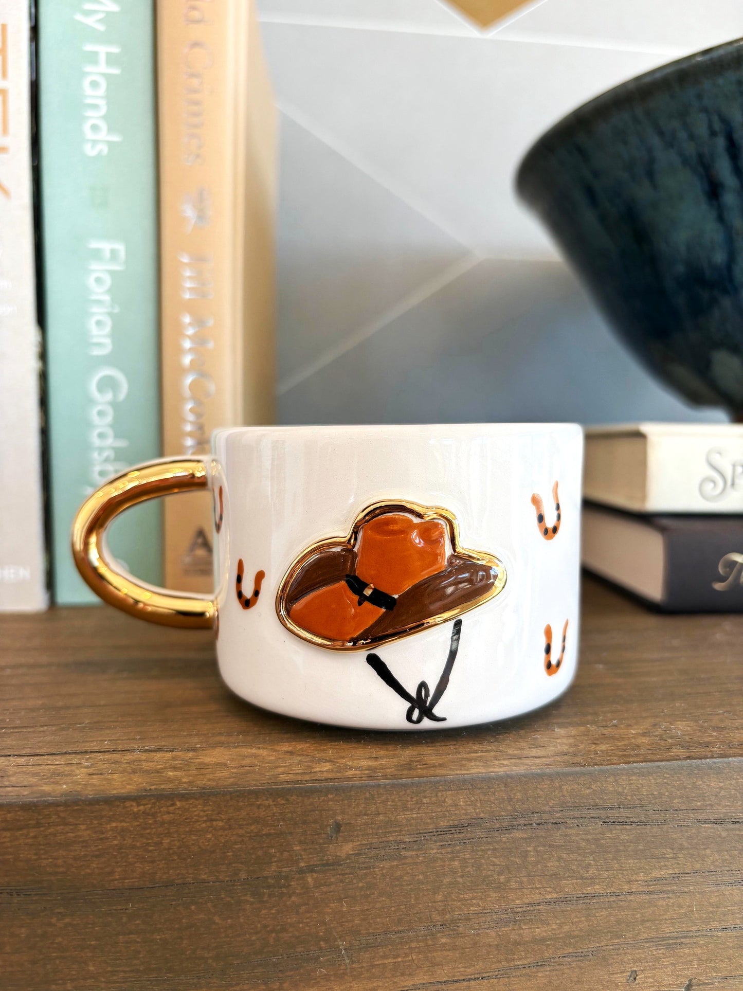 Cowboy Hat 24K Gold Handmade Ceramic Coffee & Tea Mug